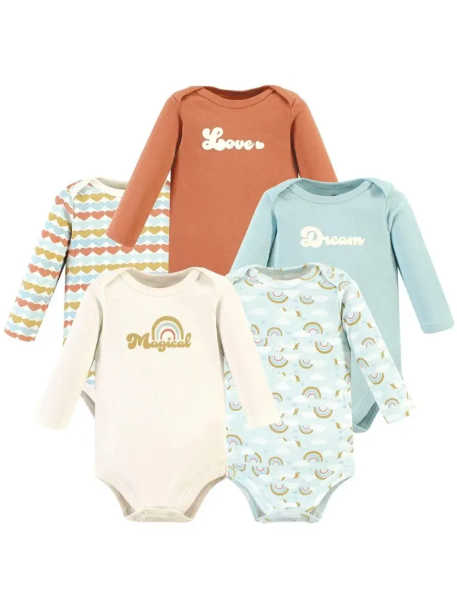 Комплект из 5 хлопковых боди с длинными рукавами для девочек Hudson Baby
