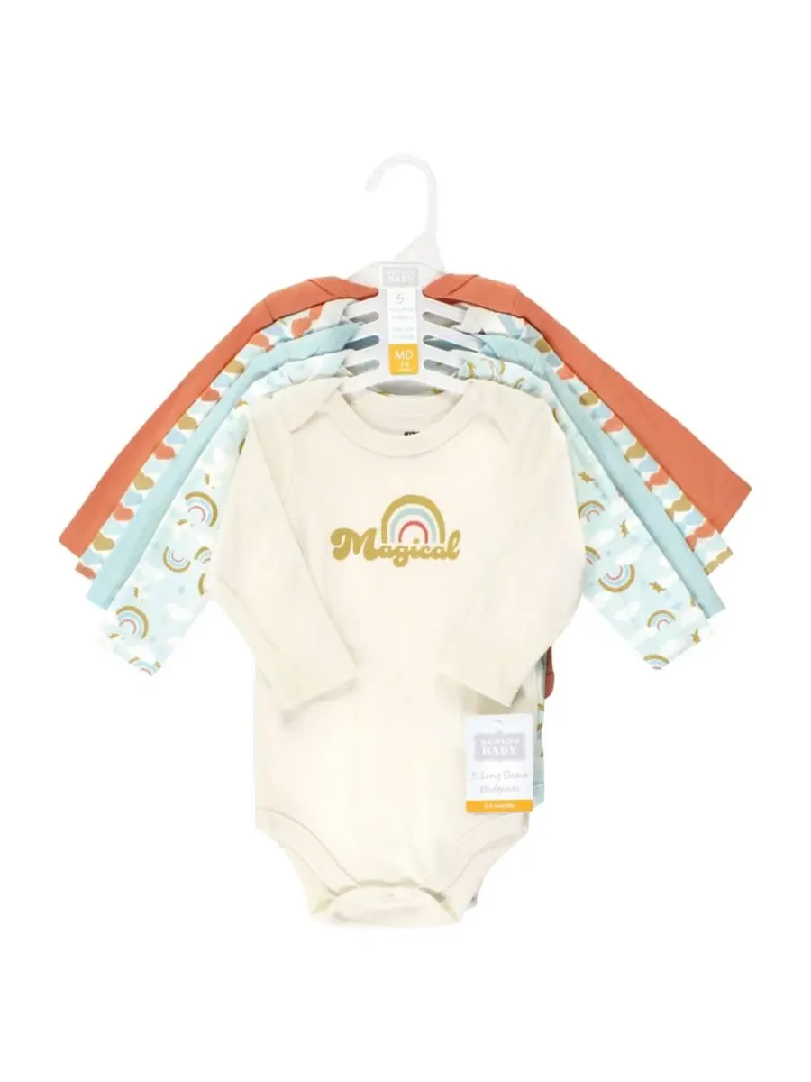 Комплект из 5 хлопковых боди с длинными рукавами для девочек Hudson Baby — изображение 7 из 7