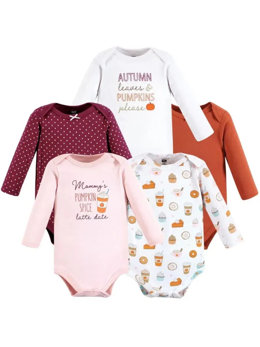 Комплект из 5 хлопковых боди с длинными рукавами для девочек Hudson Baby