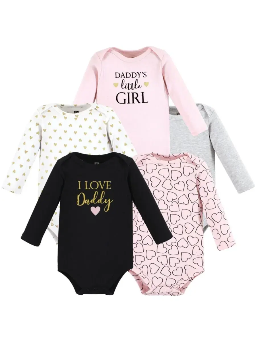 Комплект из 5 хлопковых боди с длинными рукавами для девочек Hudson Baby