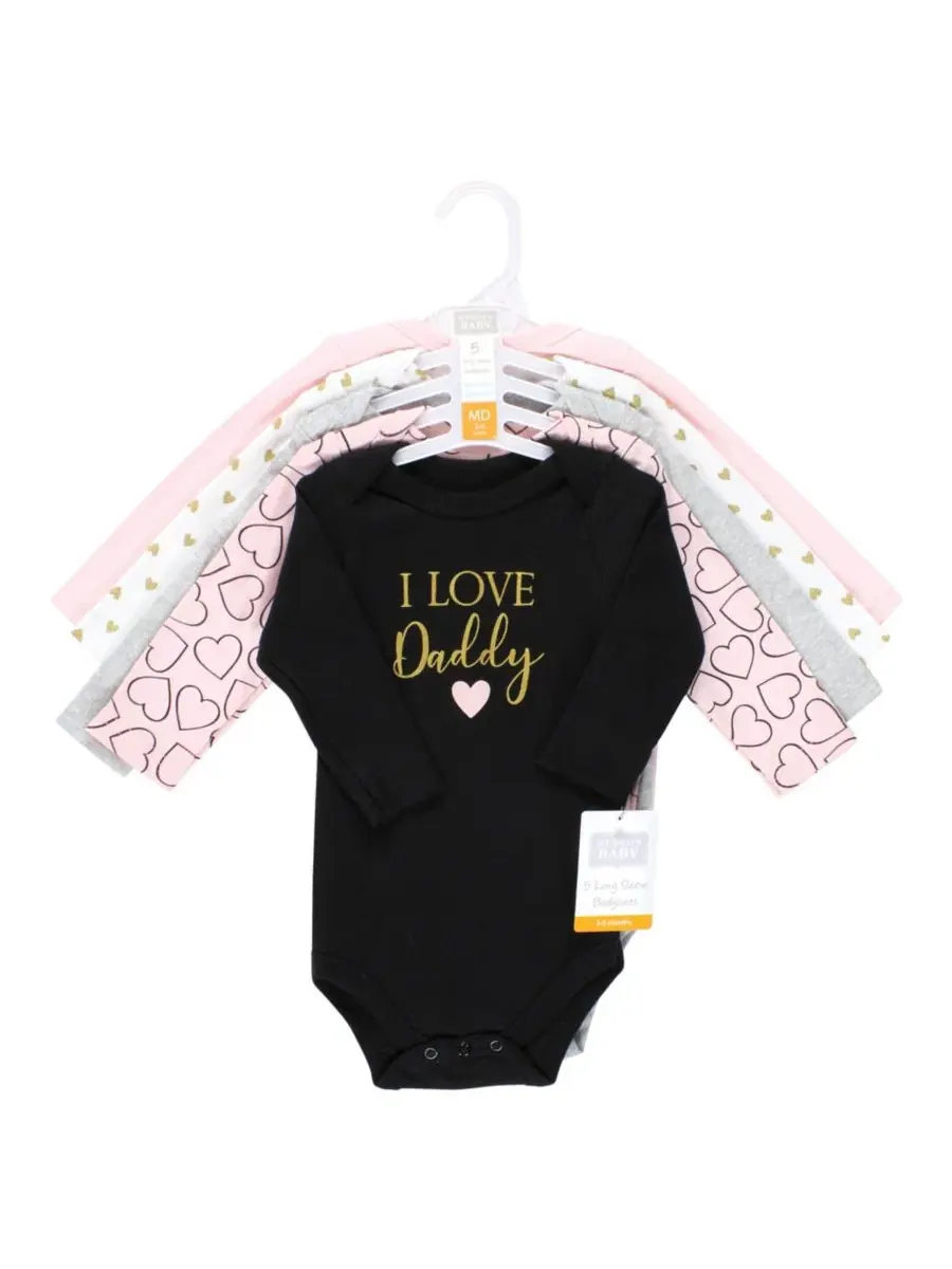 Комплект из 5 хлопковых боди с длинными рукавами для девочек Hudson Baby — изображение 2 из 7