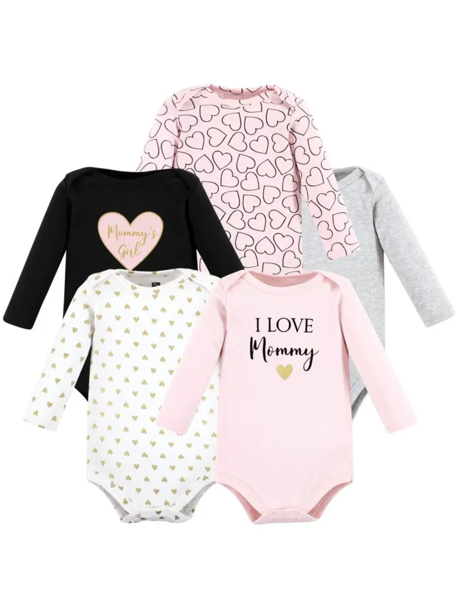 Комплект из 5 хлопковых боди с длинными рукавами для девочек Hudson Baby