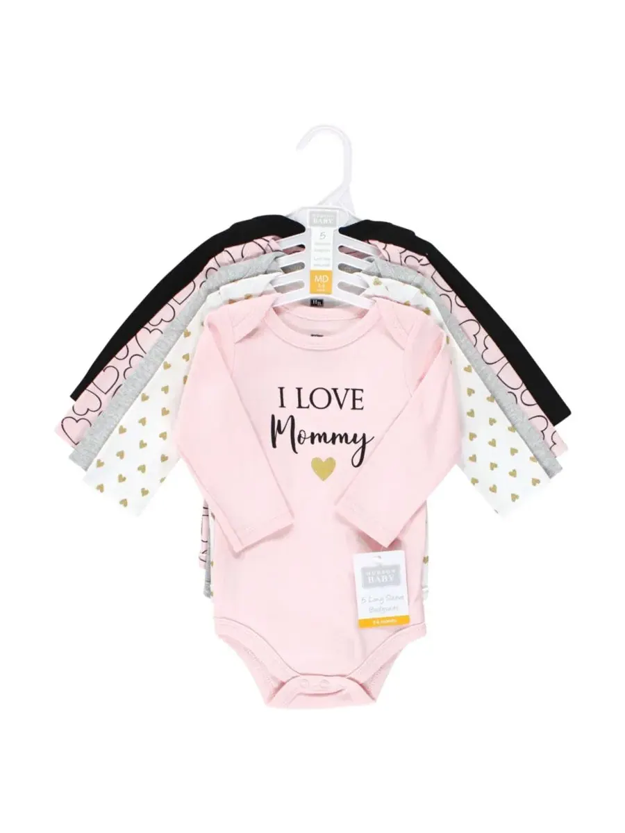 Комплект из 5 хлопковых боди с длинными рукавами для девочек Hudson Baby — изображение 2 из 7