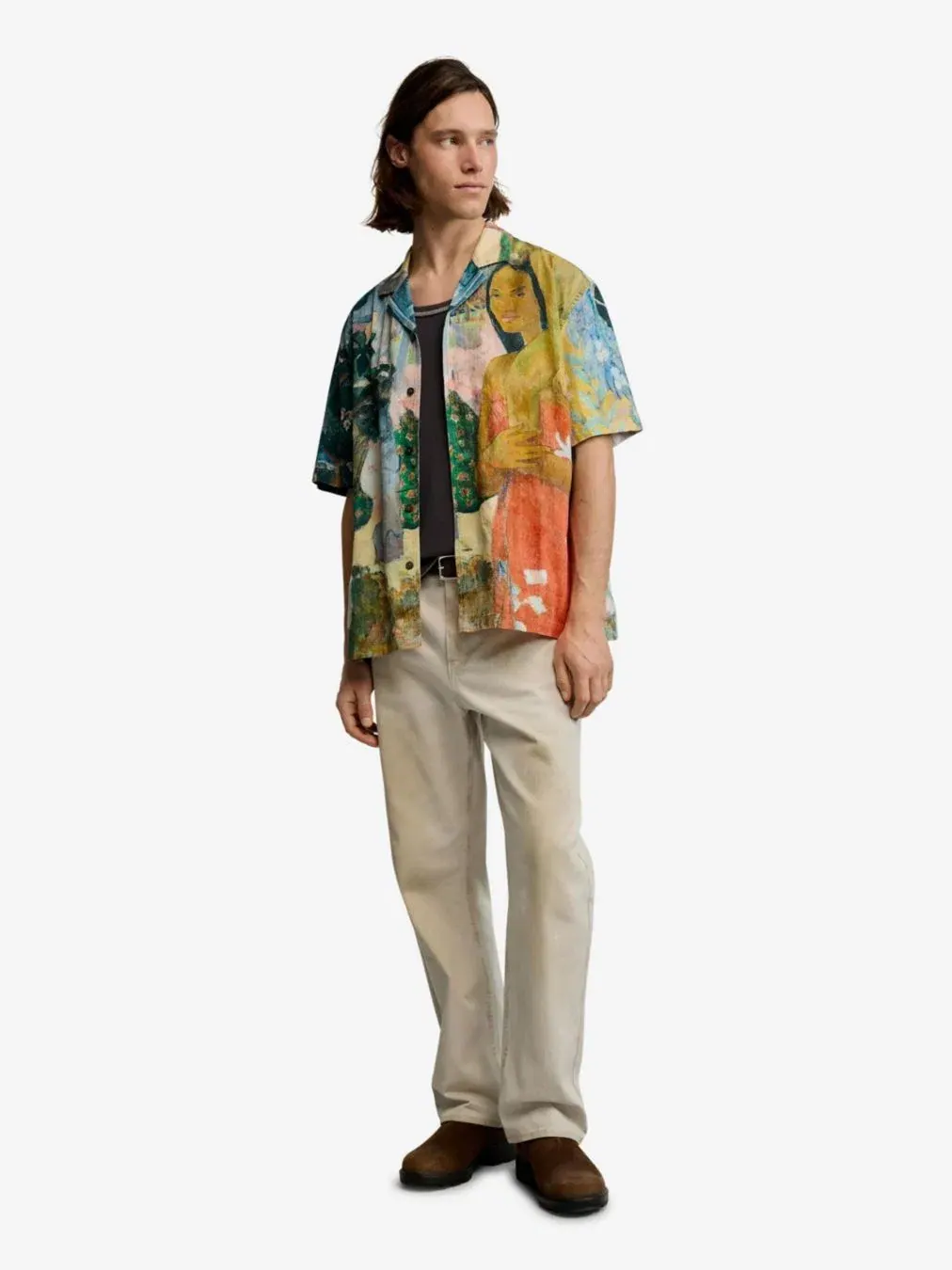 Мужская рубашка Gaugin с принтом Desigual — изображение 2 из 6, бежевый