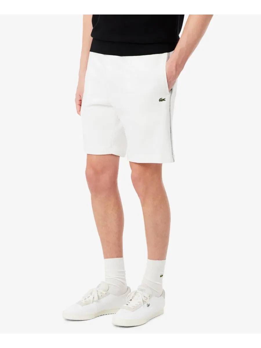 Шорты мужские Lacoste флисовые прямые с логотипом и полосками