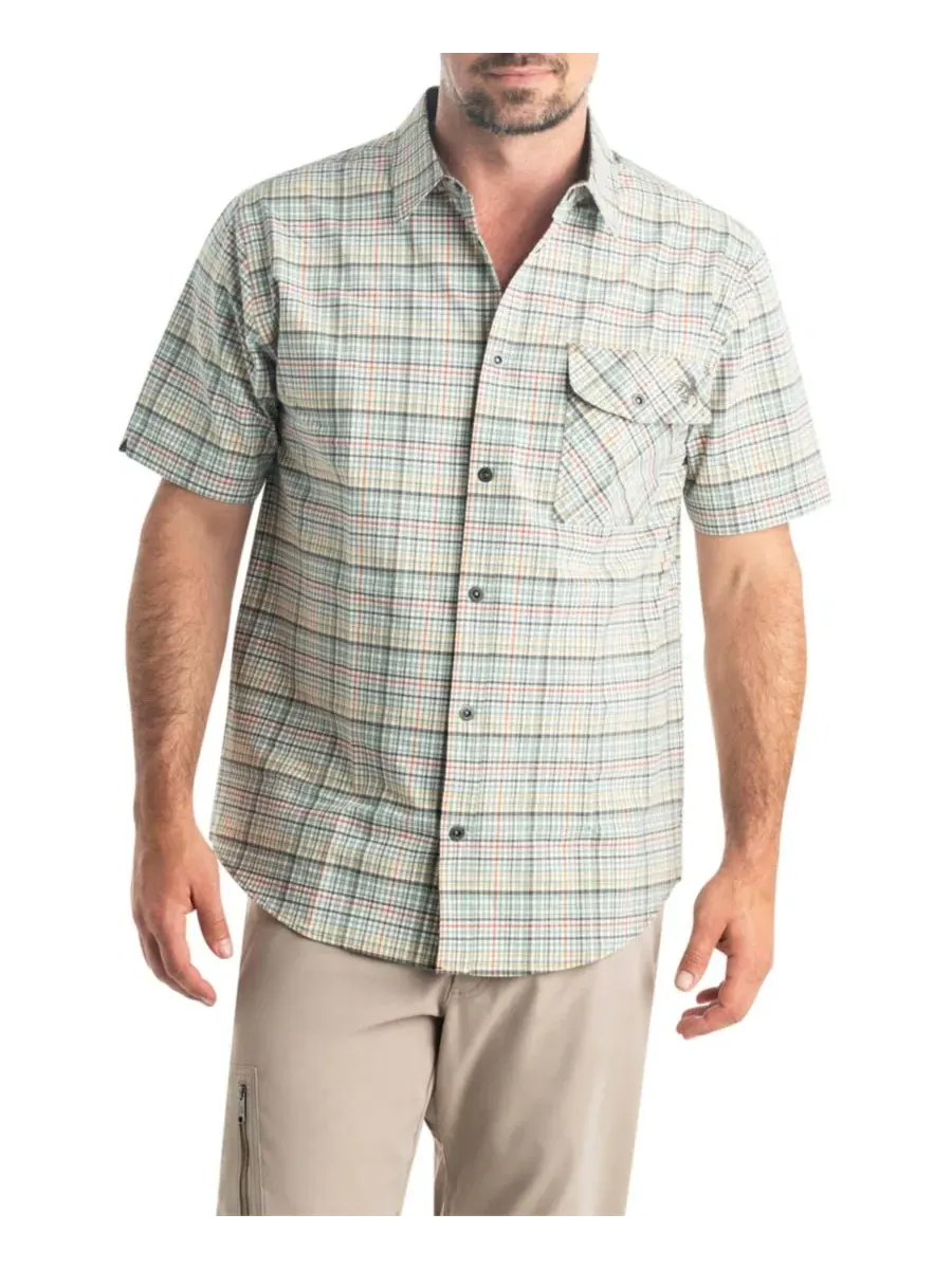 Мужская рубашка с коротким рукавом, принтом, модель Legendary Textured Stretch Woven Plaid — зеленый