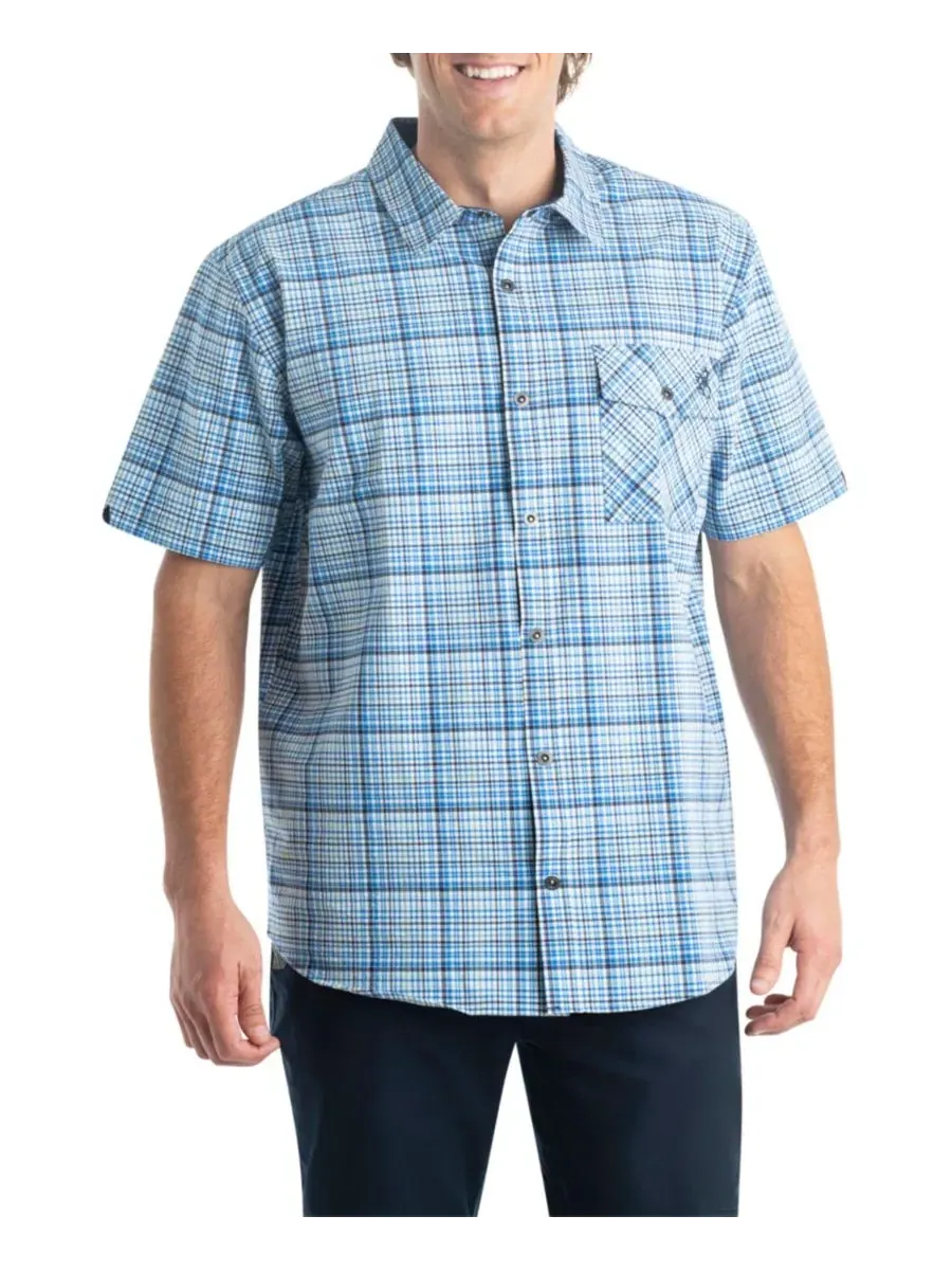 Мужская рубашка с коротким рукавом с принтом Legendary Textured Stretch Woven Plaid Legendary — синий