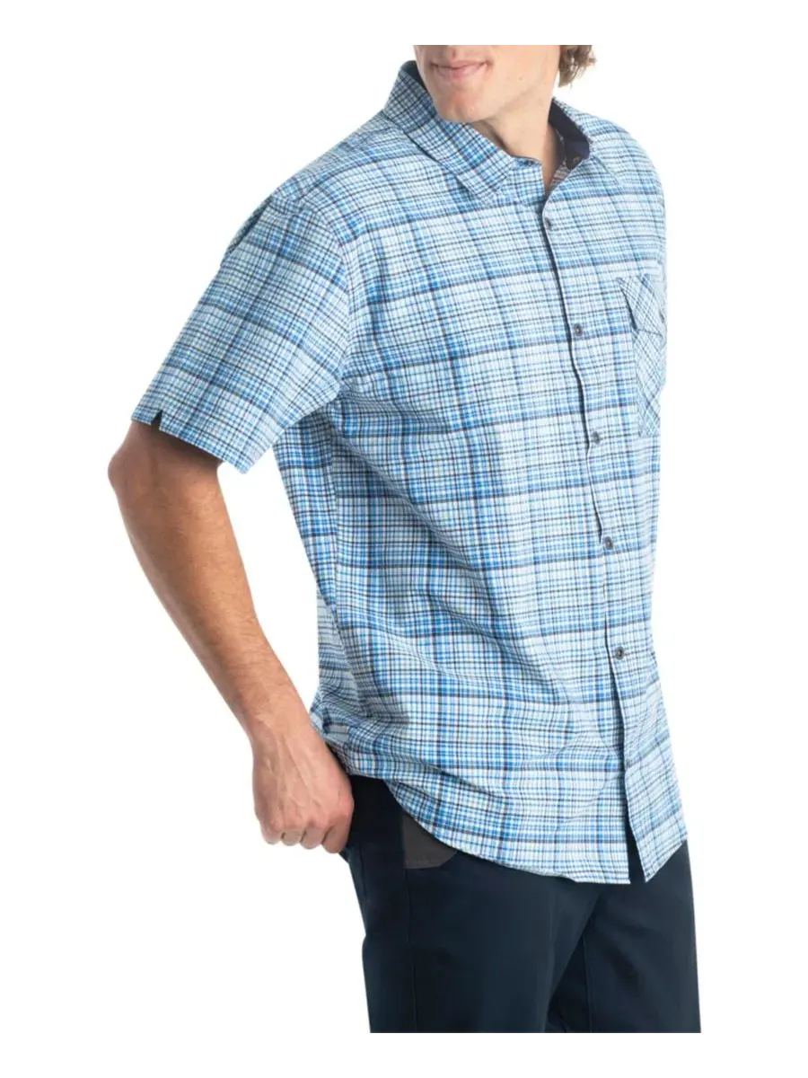Мужская рубашка с коротким рукавом с принтом Legendary Textured Stretch Woven Plaid Legendary — изображение 2 из 4, синий