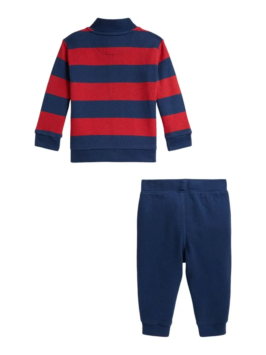 Детский комплект из свитшота и брюк с полосками, с вышивкой Pony Polo Ralph Lauren — изображение 2 из 3, красный/темно-синий