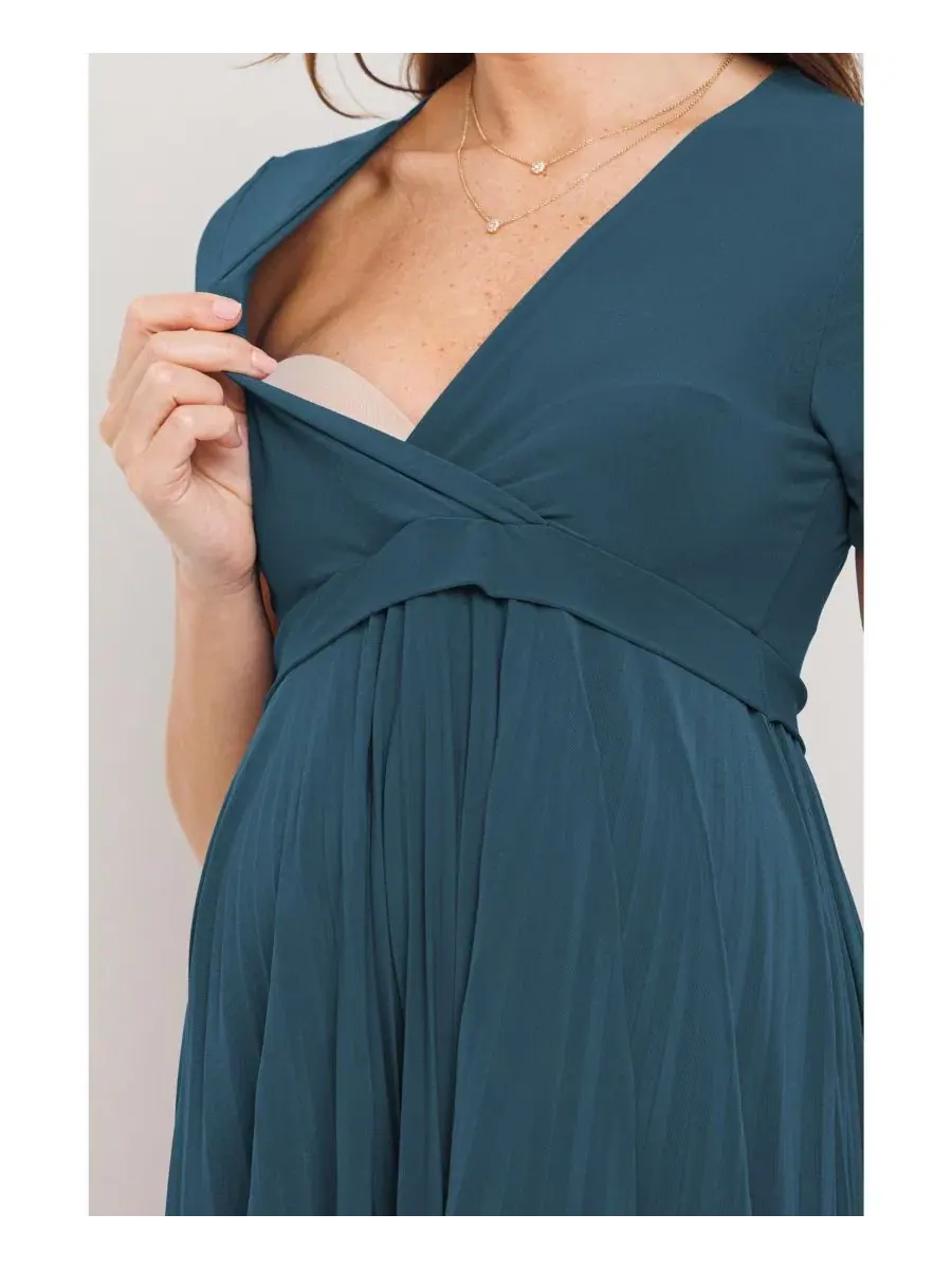 Платье для беременных с плиссировкой и V-образным вырезом, модель Maternity A-Line Pleated V-Neck — изображение 4 из 5