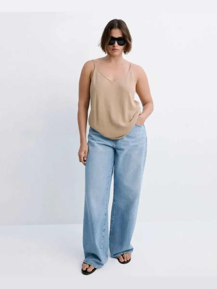 Женские джинсы Danila High-Waisted Wide Leg MANGO — изображение 6 из 9, синий