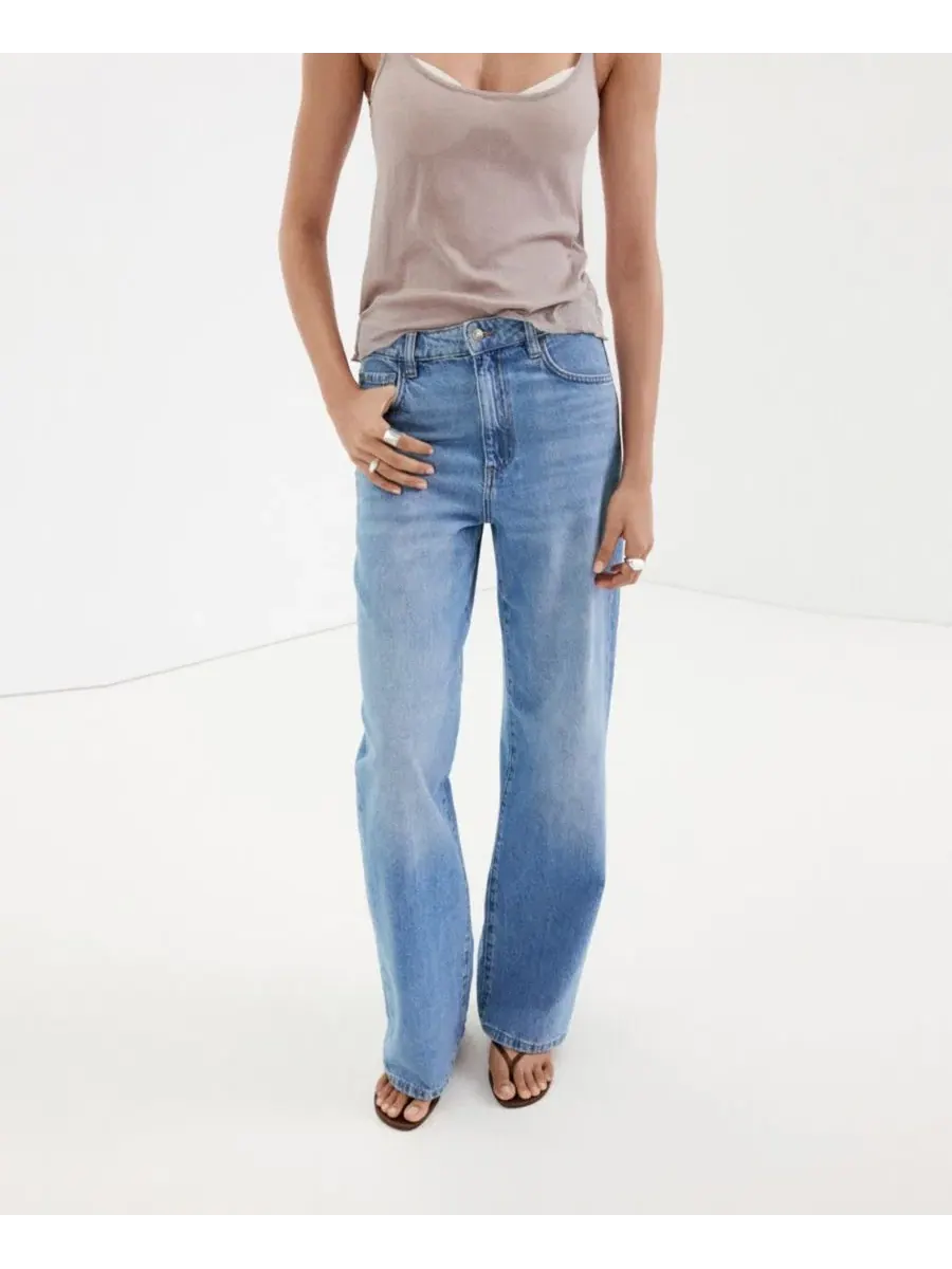 Женские джинсы Danila High-Waisted Wide Leg MANGO — изображение 7 из 9, синий