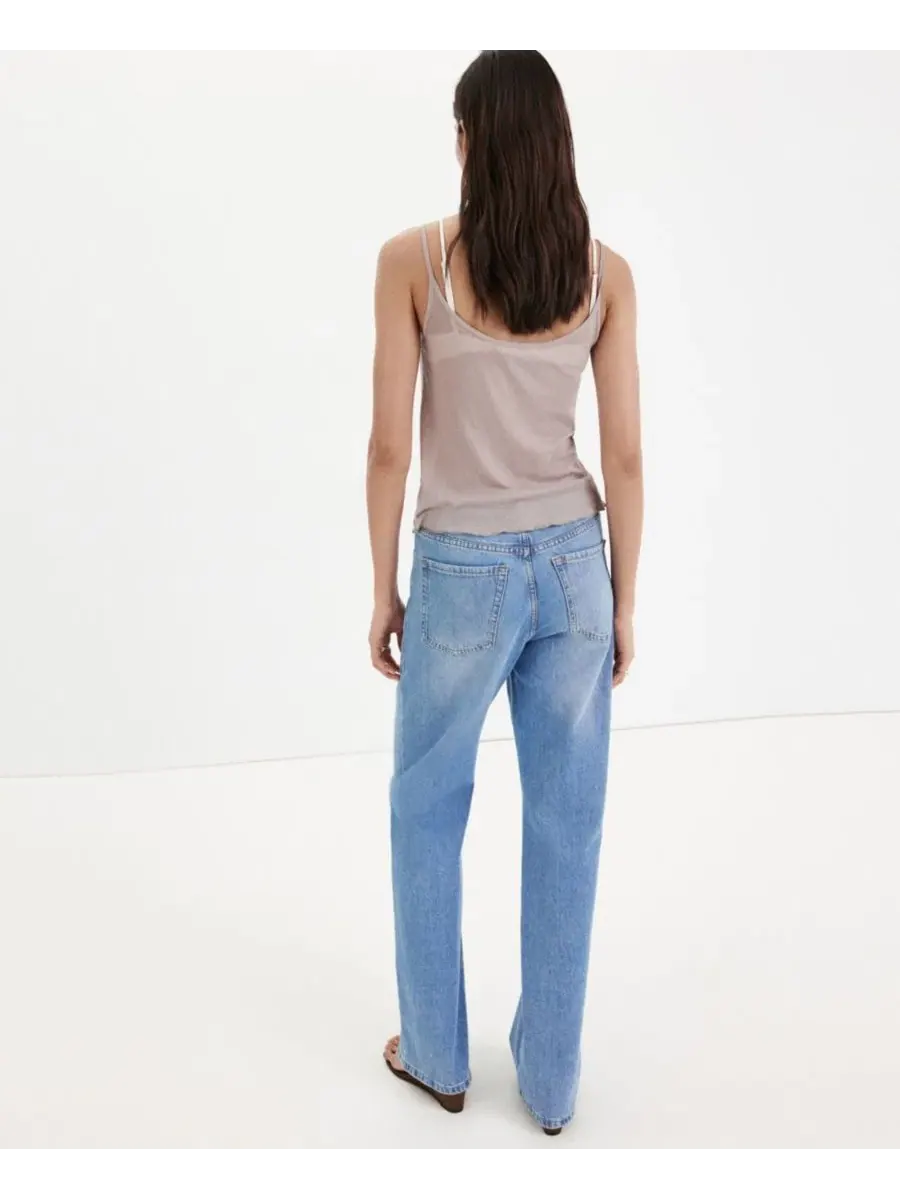 Женские джинсы Danila High-Waisted Wide Leg MANGO — изображение 8 из 9, синий