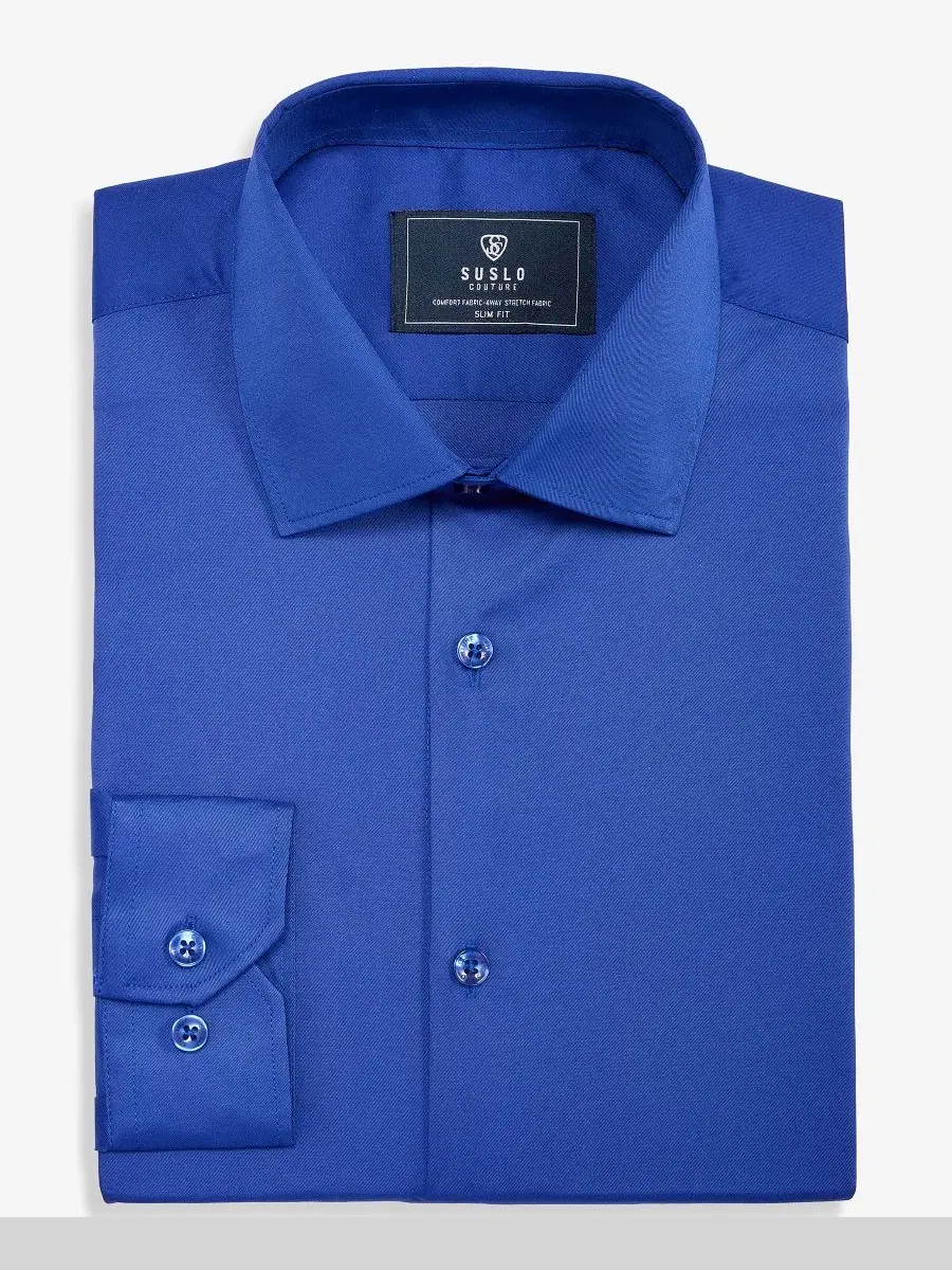 Рубашка с длинным рукавом Slim Fit Suslo Couture — изображение 4 из 6, королевский