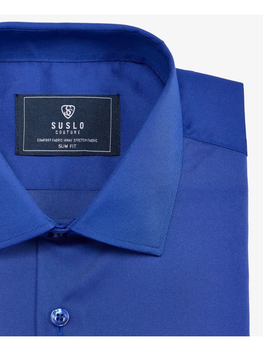 Рубашка с длинным рукавом Slim Fit Suslo Couture — изображение 5 из 6, королевский