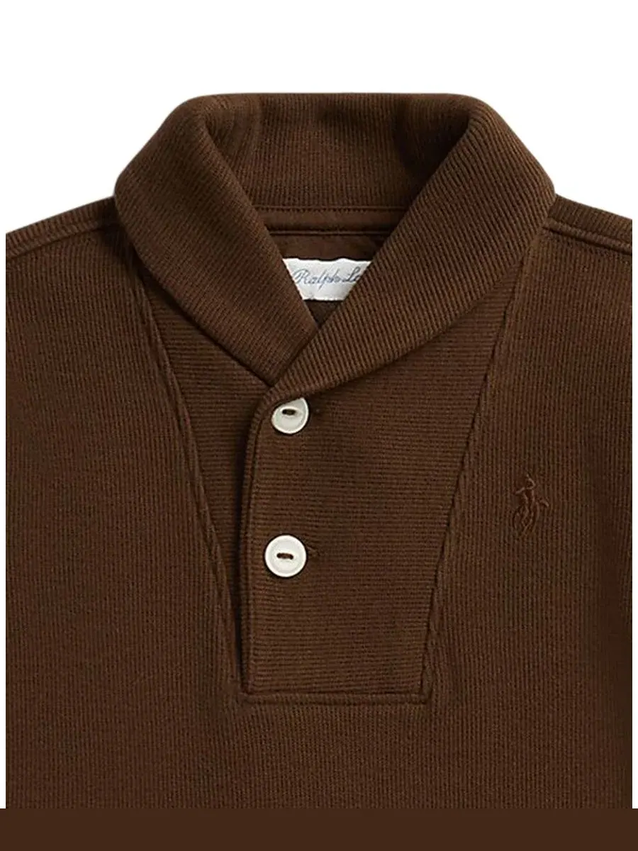 Комплект из свитшота и брюк для мальчика, с вышивкой Pony Polo Ralph Lauren — изображение 3 из 4, шоколад