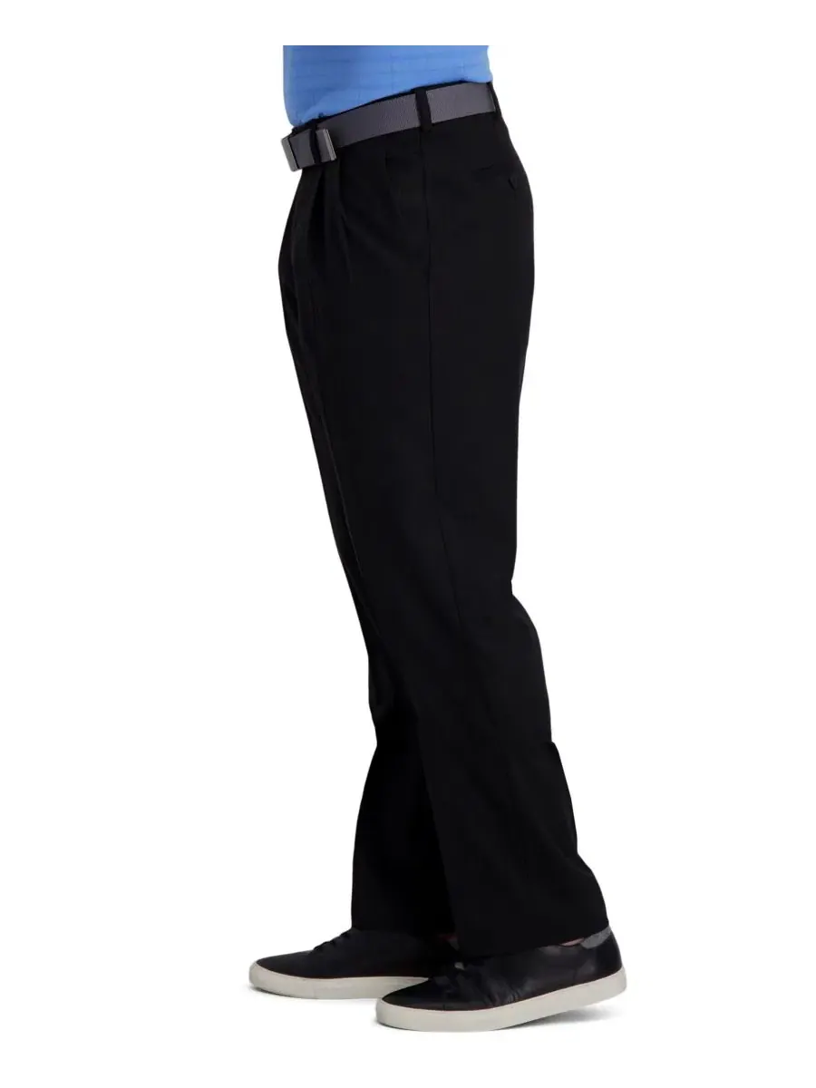 Классические брюки со складками Cool Right Performance Flex Classic Fit Pleat Front Pant Haggar — изображение 3 из 7, черный