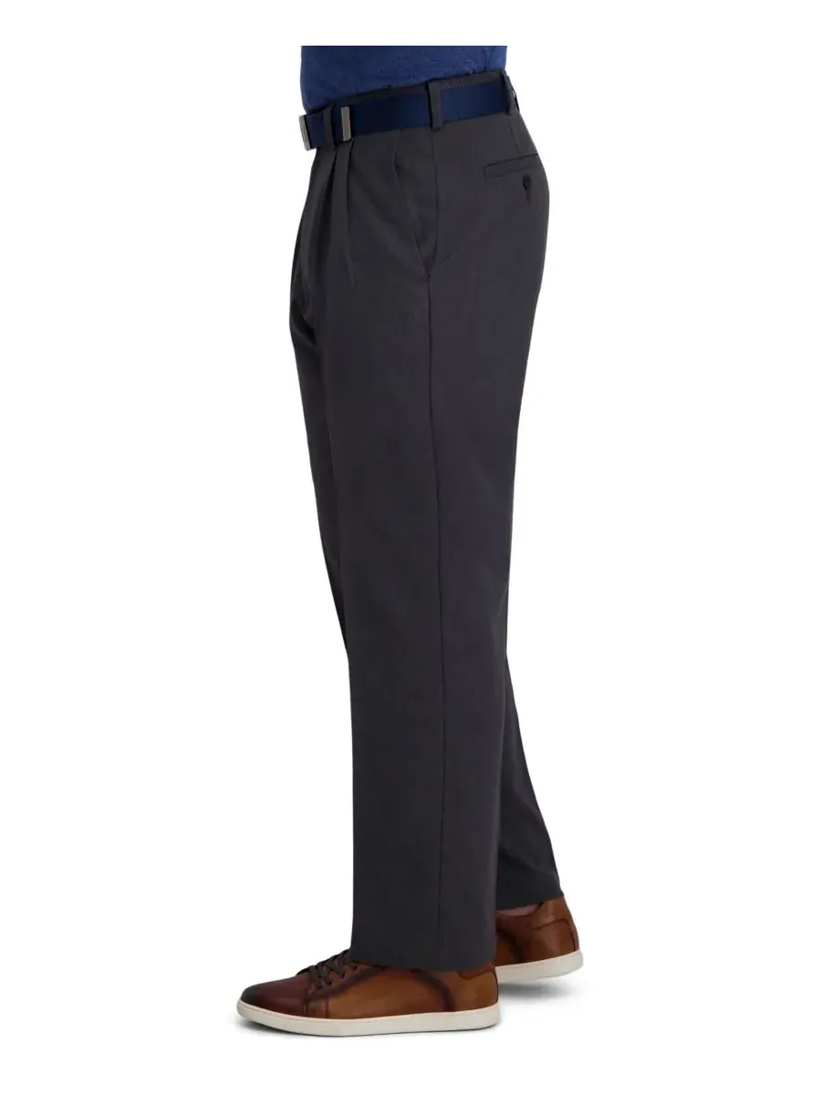 Брюки классические со стрелками Cool Right Performance Flex Classic Fit Pleat Front Haggar — изображение 3 из 7, серый