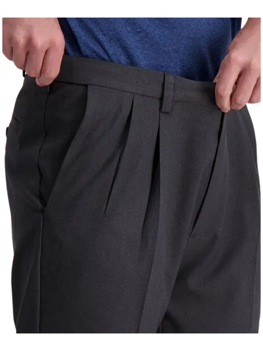 Брюки классические со стрелками Cool Right Performance Flex Classic Fit Pleat Front Haggar — изображение 4 из 7, серый