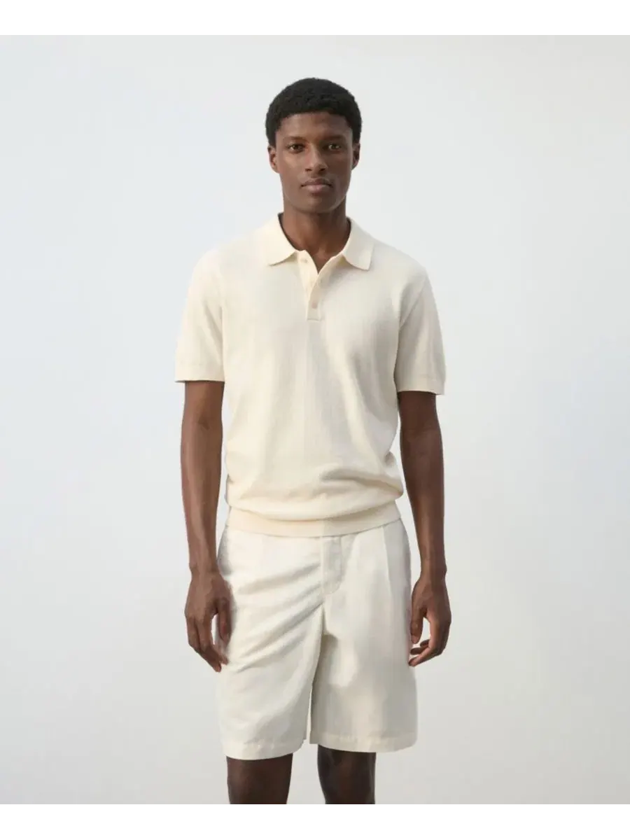 Мужская футболка-поло из мелкого трикотажа, модель Fine-Knit Cotton Polo Shirt MANGO