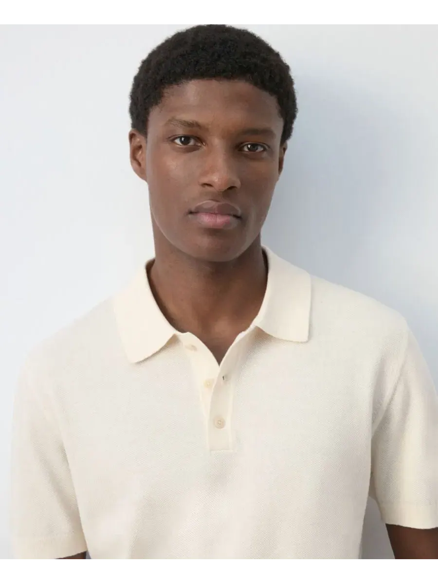 Мужская футболка-поло из мелкого трикотажа, модель Fine-Knit Cotton Polo Shirt MANGO — изображение 3 из 6