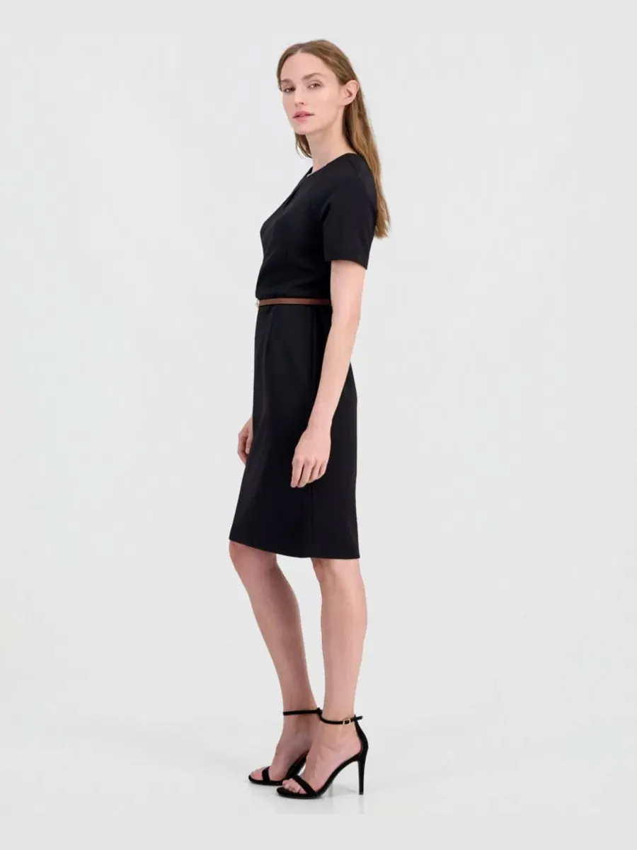 Платье-футляр с поясом Scuba Crepe Anne Klein — изображение 3 из 5, черный