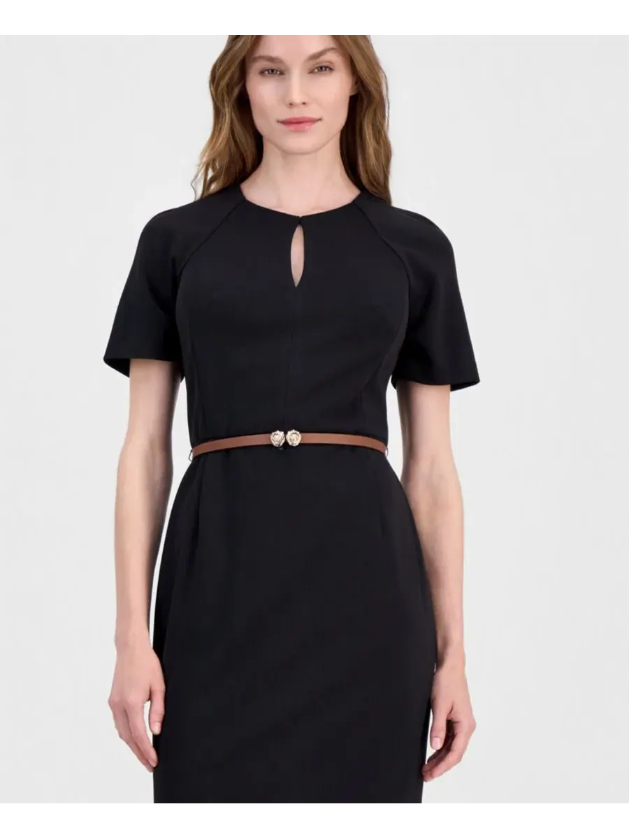 Платье-футляр с поясом Scuba Crepe Anne Klein — изображение 5 из 5, черный
