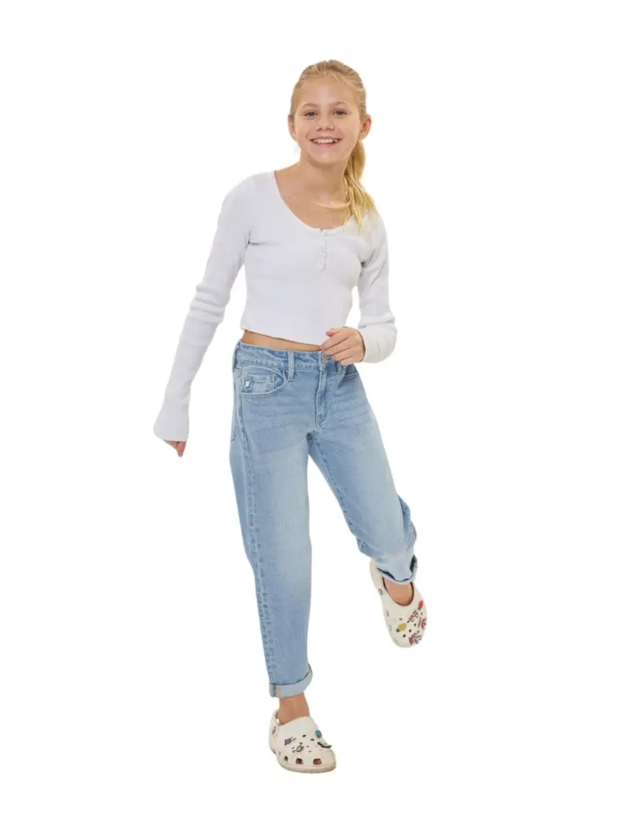 Джинсы mom fit с tapered кроем Halo Mini Mom Jeans KanCan — изображение 7 из 10, светлая стирка
