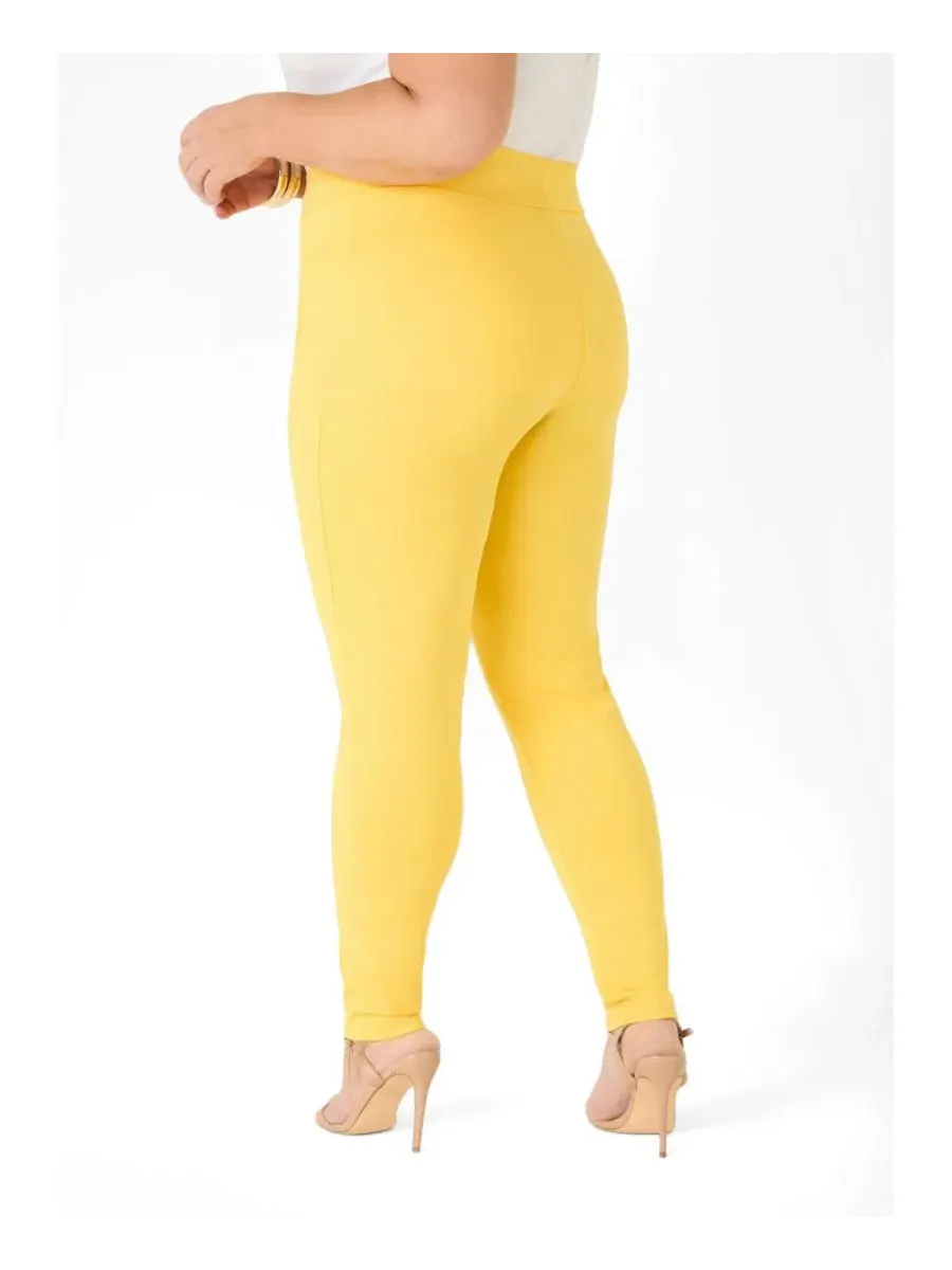 Леггинсы с декоративными швами, Plus Sizes Seamed Ponte Ashley Stewart — изображение 2 из 3, желтый