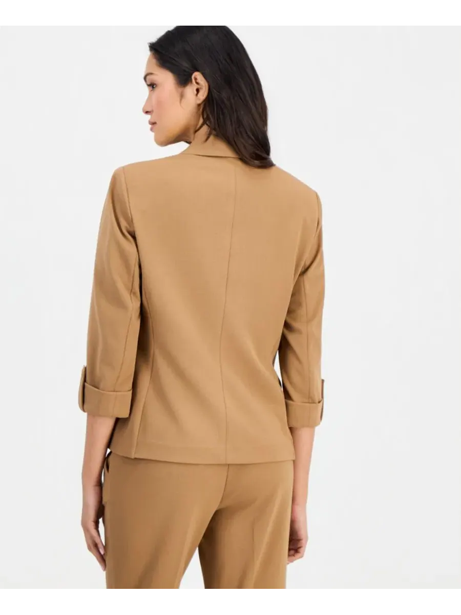 Жакет с рукавом-подворотом и брюки-карго из трикотажа Anne Klein Essentials — изображение 2 из 5, бежевый