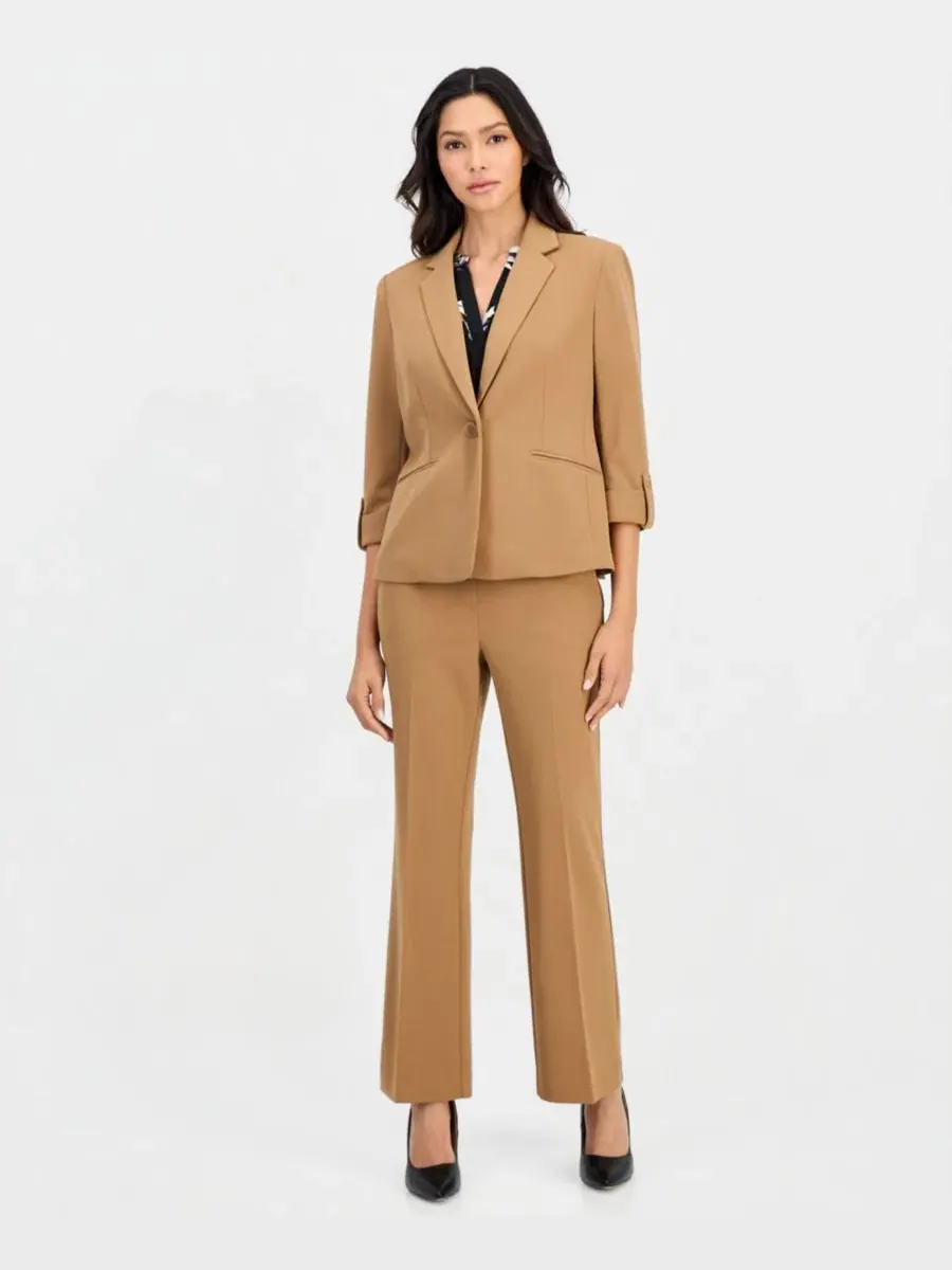 Жакет с рукавом-подворотом и брюки-карго из трикотажа Anne Klein Essentials — изображение 4 из 5, бежевый