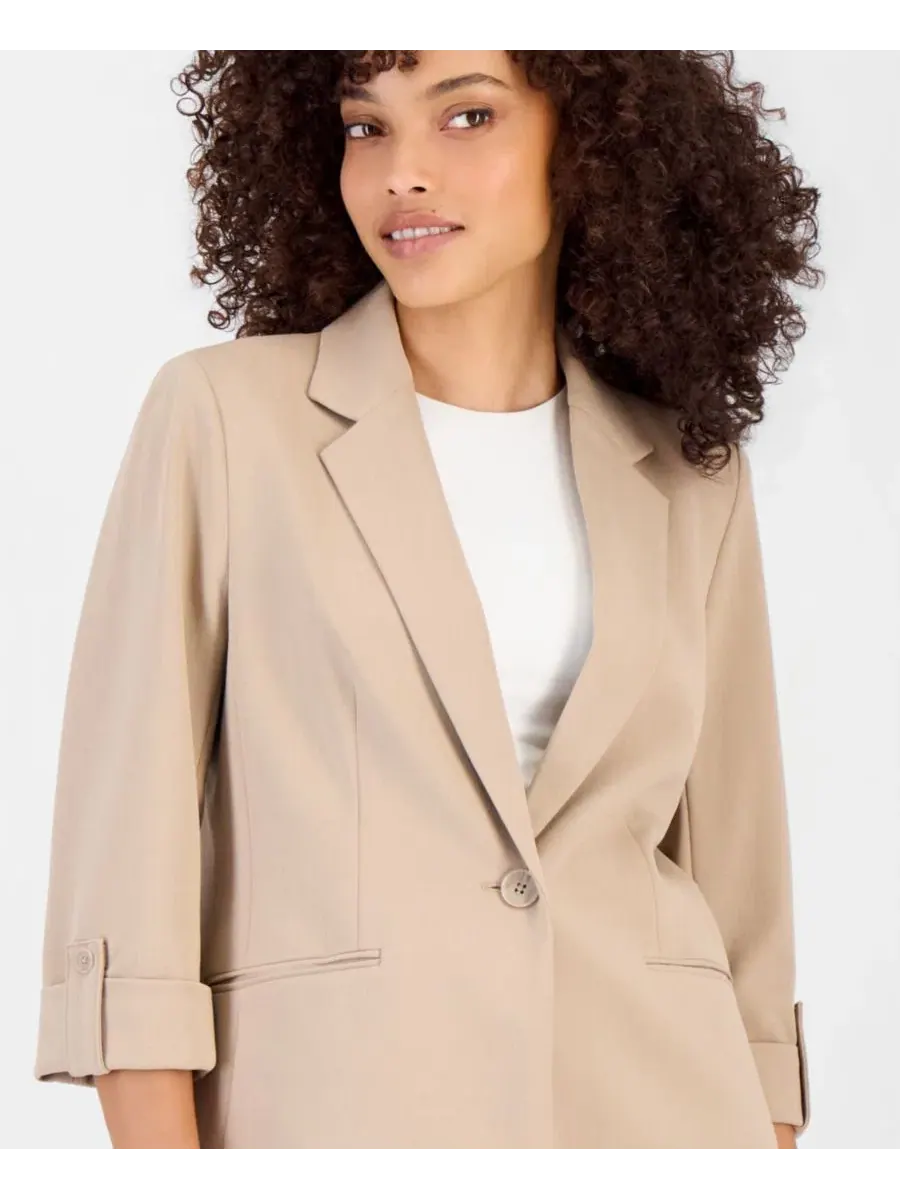 Костюм женский из трикотажа с блейзером и брюками Anne Klein Essentials — изображение 3 из 3, бежевый