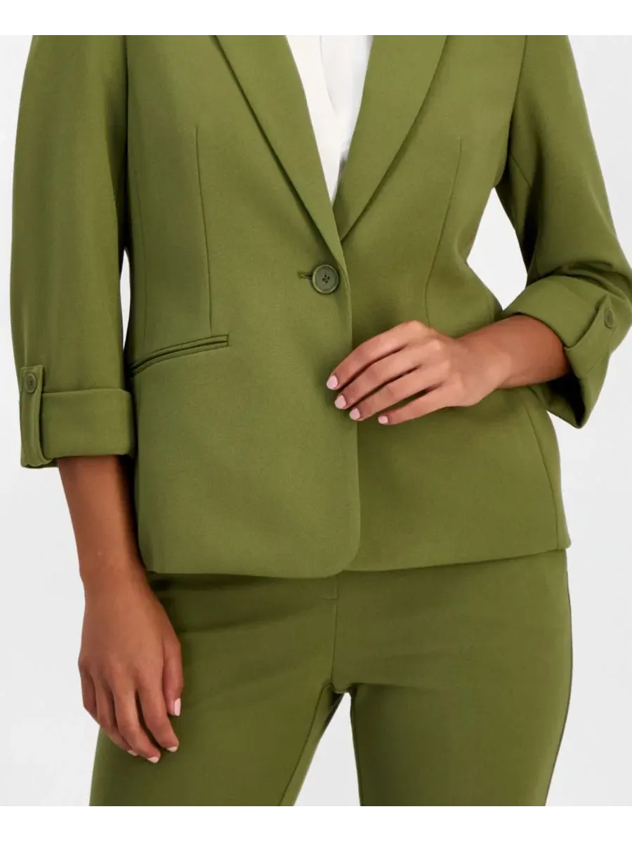 Жакет и брюки из трикотажа Petite Knit Roll-Tab Blazer & Pull-On Knit Trousers Anne Klein Essentials — изображение 3 из 5
