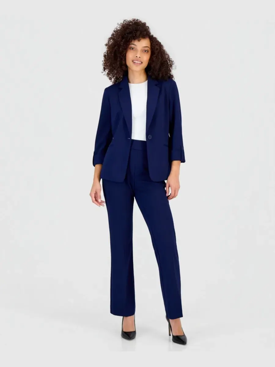 Комплект из жакета и брюк Petite Knit Roll-Tab Blazer & Pull-On Knit Trousers Anne Klein — изображение 4 из 4