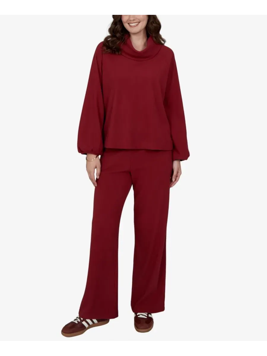 Топ с драпировкой и ребристым трикотажем Petite Cowl Neck Ribbed Top Ruby Rd. — изображение 5 из 14, алый