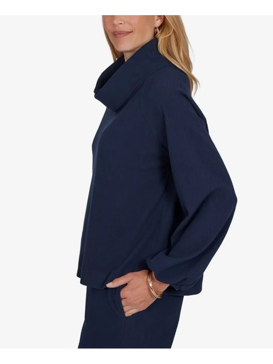 Топ с драпировкой и ребристым трикотажем Petite Cowl Neck Ribbed Top Ruby Rd. — изображение 8 из 14, алый