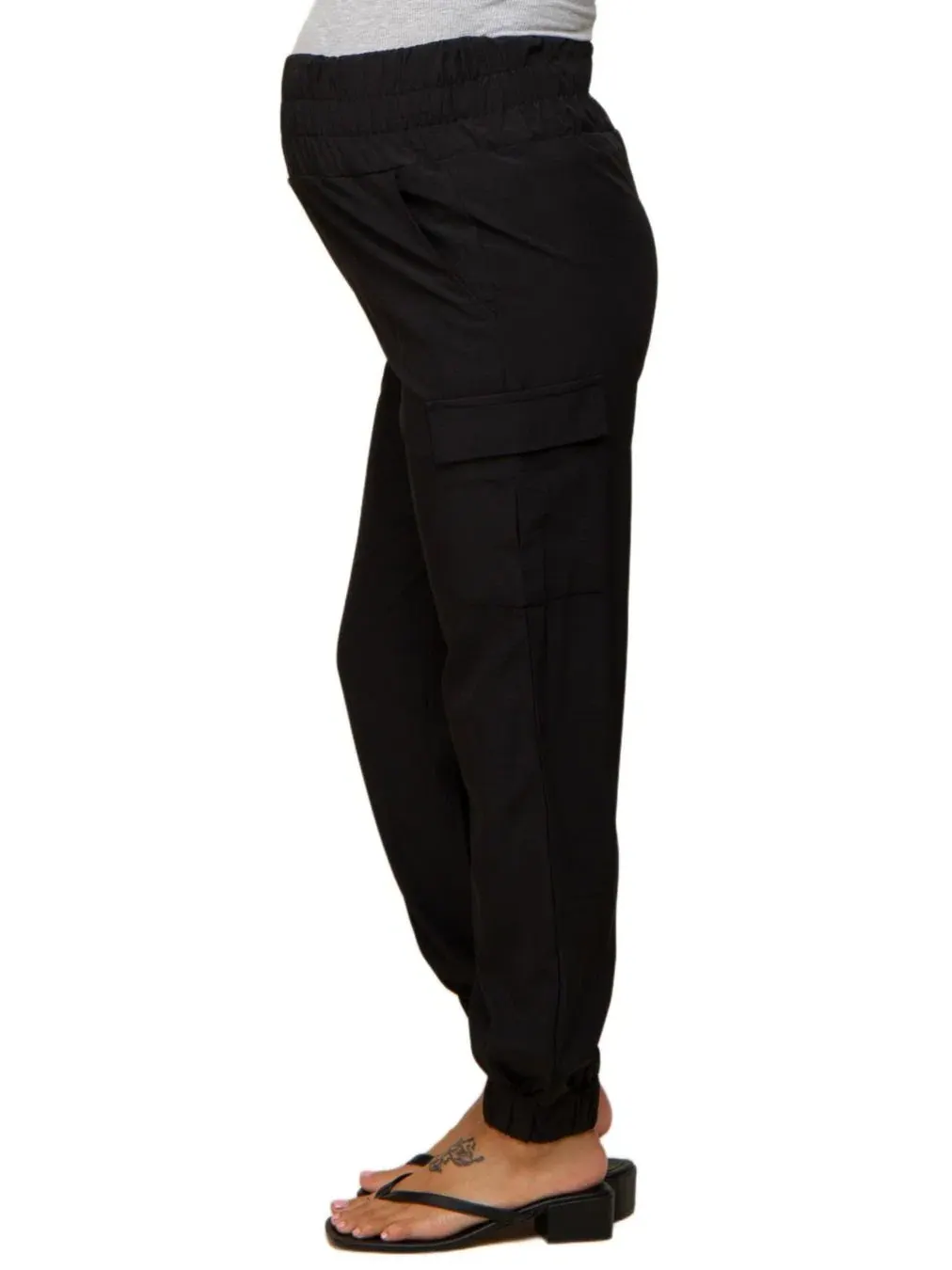 Женские джоггеры с карго-карманами, модель Cargo Pocket Maternity Joggers Pinkblush — изображение 3 из 10, черный