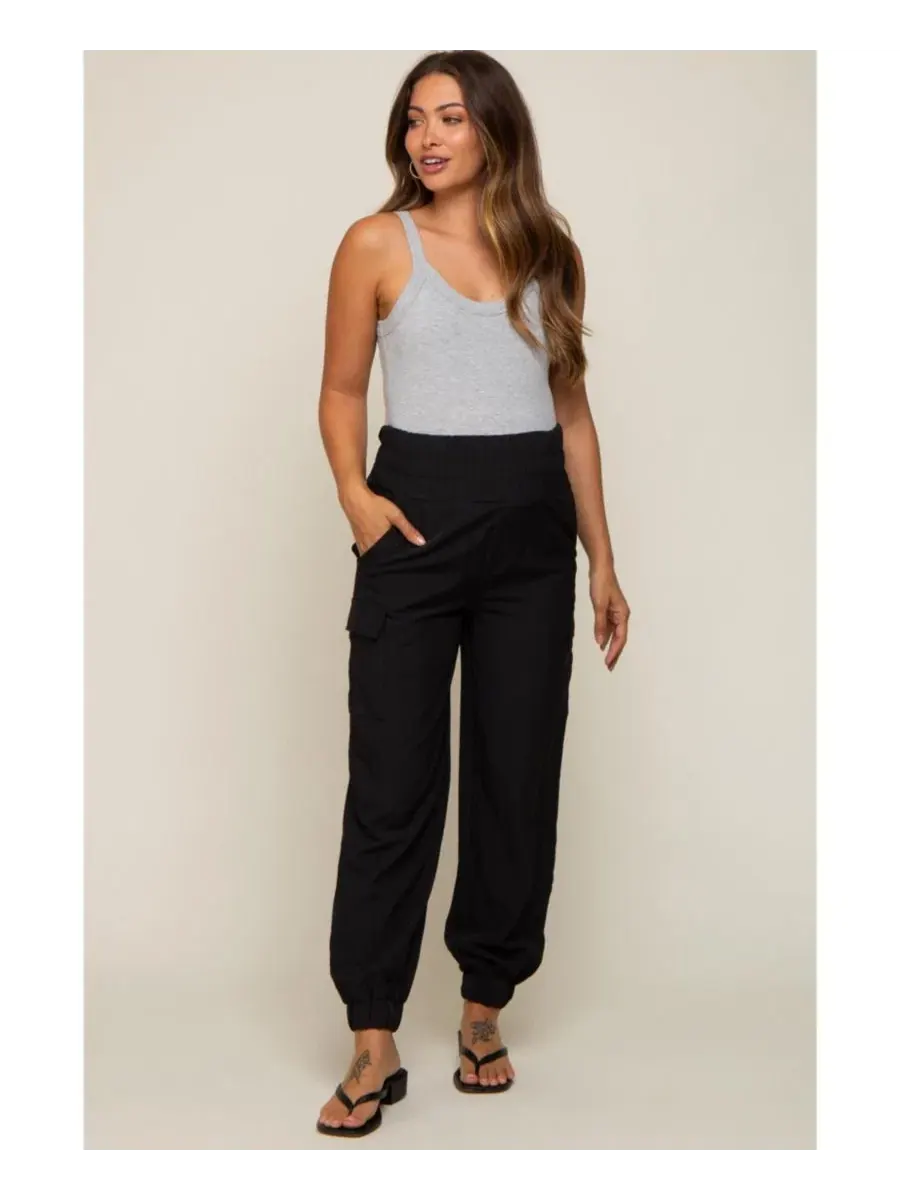 Женские джоггеры с карго-карманами, модель Cargo Pocket Maternity Joggers Pinkblush — изображение 7 из 10, черный