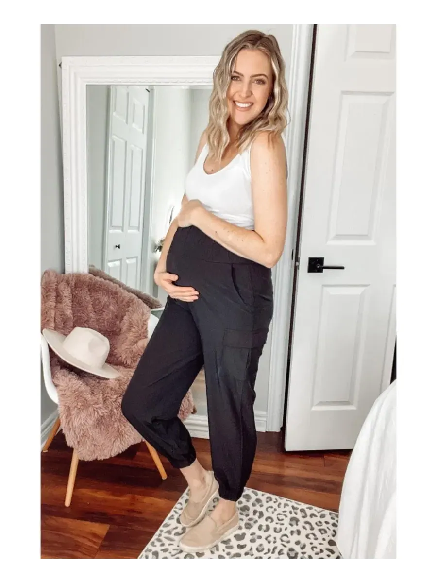 Женские джоггеры с карго-карманами, модель Cargo Pocket Maternity Joggers Pinkblush — изображение 8 из 10, черный
