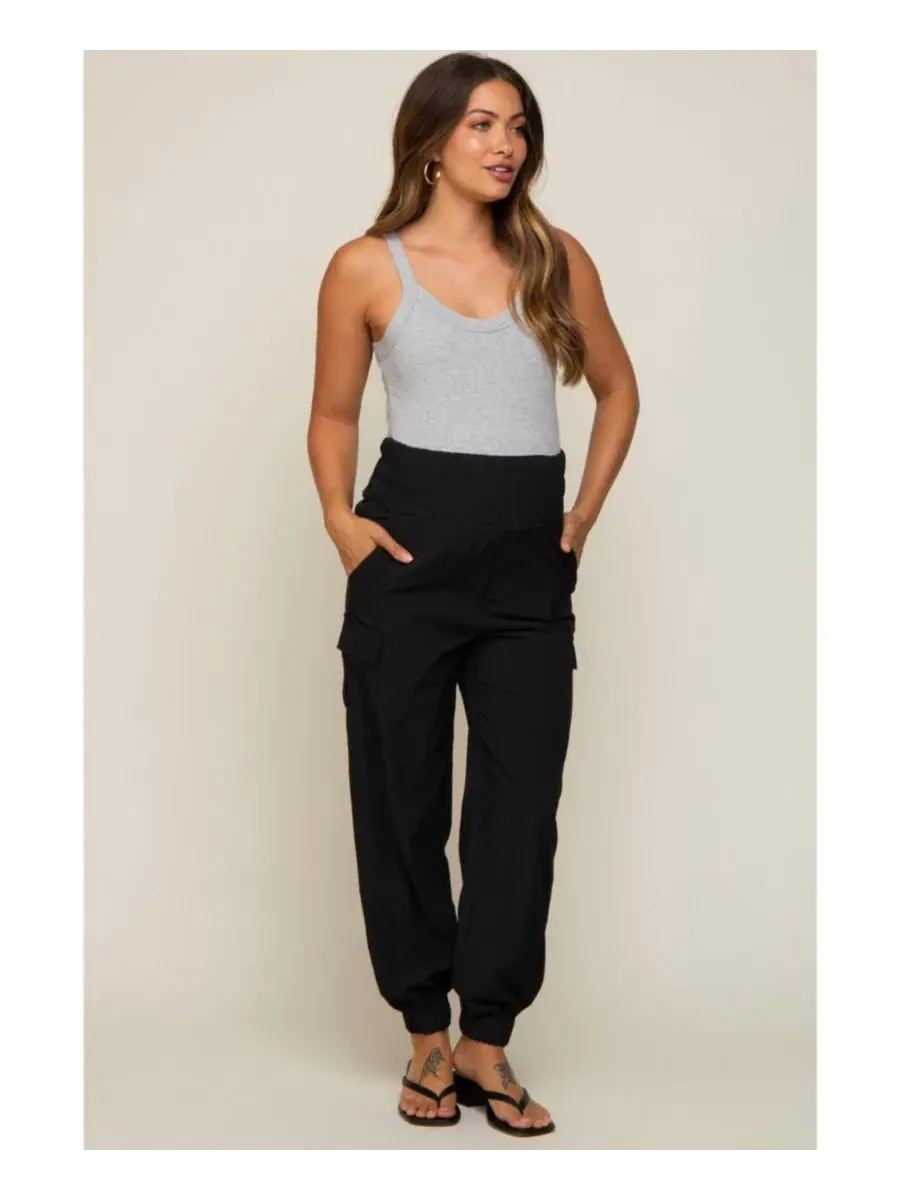 Женские джоггеры с карго-карманами, модель Cargo Pocket Maternity Joggers Pinkblush — изображение 9 из 10, черный