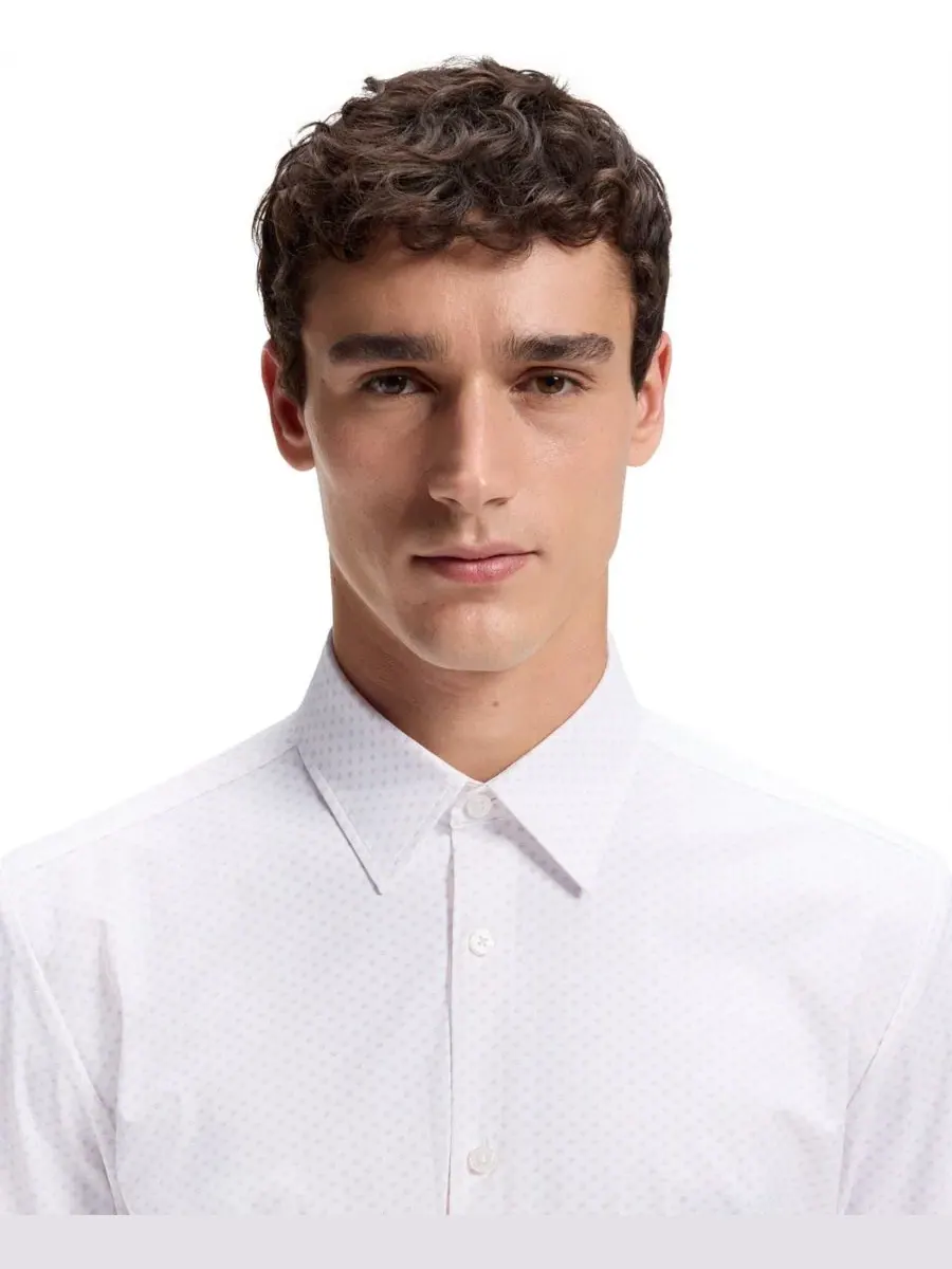 Рубашка с длинным рукавом Performance-Stretch Jersey Hugo Boss — изображение 2 из 5, розовый