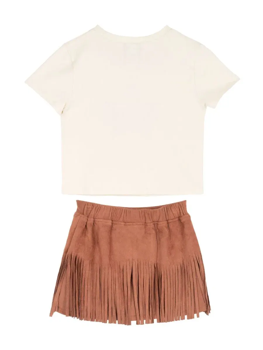 Комплект из футболки с принтом и юбки с бахромой Cowgirl Graphic Knit T-Shirt and Fringe Stud — изображение 2 из 4, бежевый