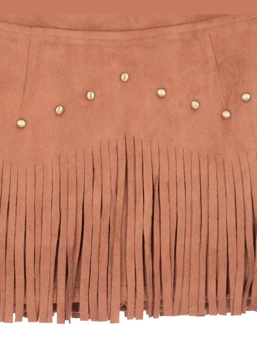 Комплект из футболки с принтом и юбки с бахромой Cowgirl Graphic Knit T-Shirt and Fringe Stud — изображение 4 из 4, бежевый