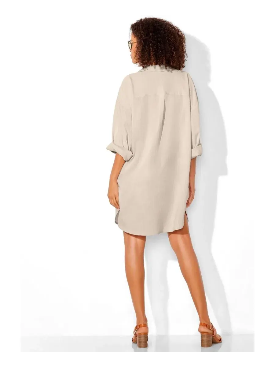 Пляжная рубашка-oversize с длинным рукавом, модель Go-Anywhere Swimsuits for All — изображение 2 из 3, бежевый