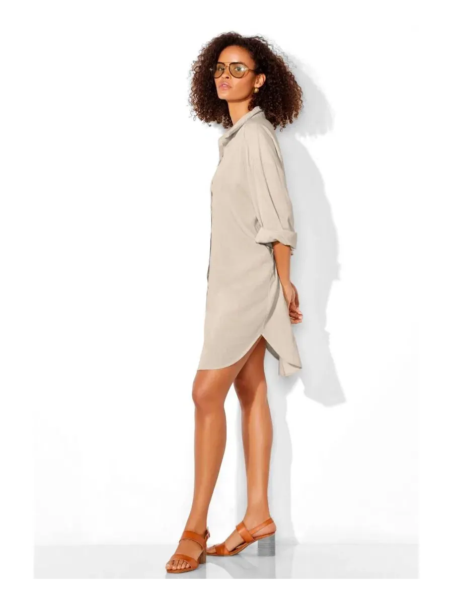 Пляжная рубашка-oversize с длинным рукавом, модель Go-Anywhere Swimsuits for All — изображение 3 из 3, бежевый