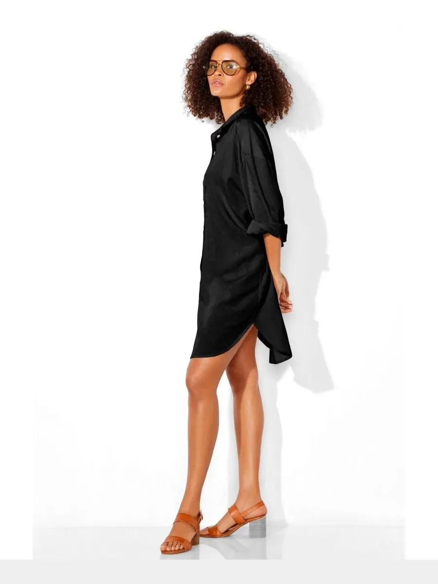 Пляжная рубашка-oversize с длинным рукавом, модель Go-Anywhere Swimsuits for All — изображение 3 из 3, черный