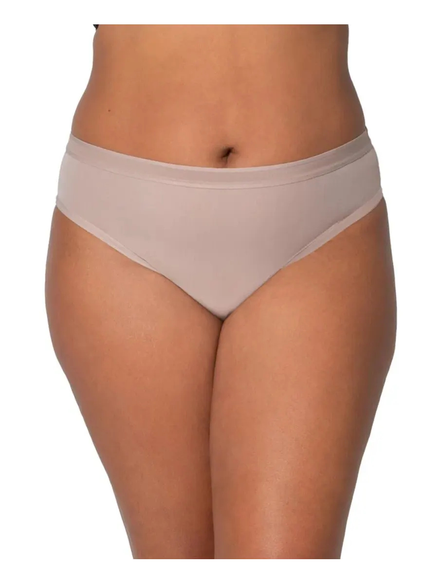 Трусы с высокой посадкой из сетки Sheer Mesh High Cut Brief Curvy Couture — коричневый