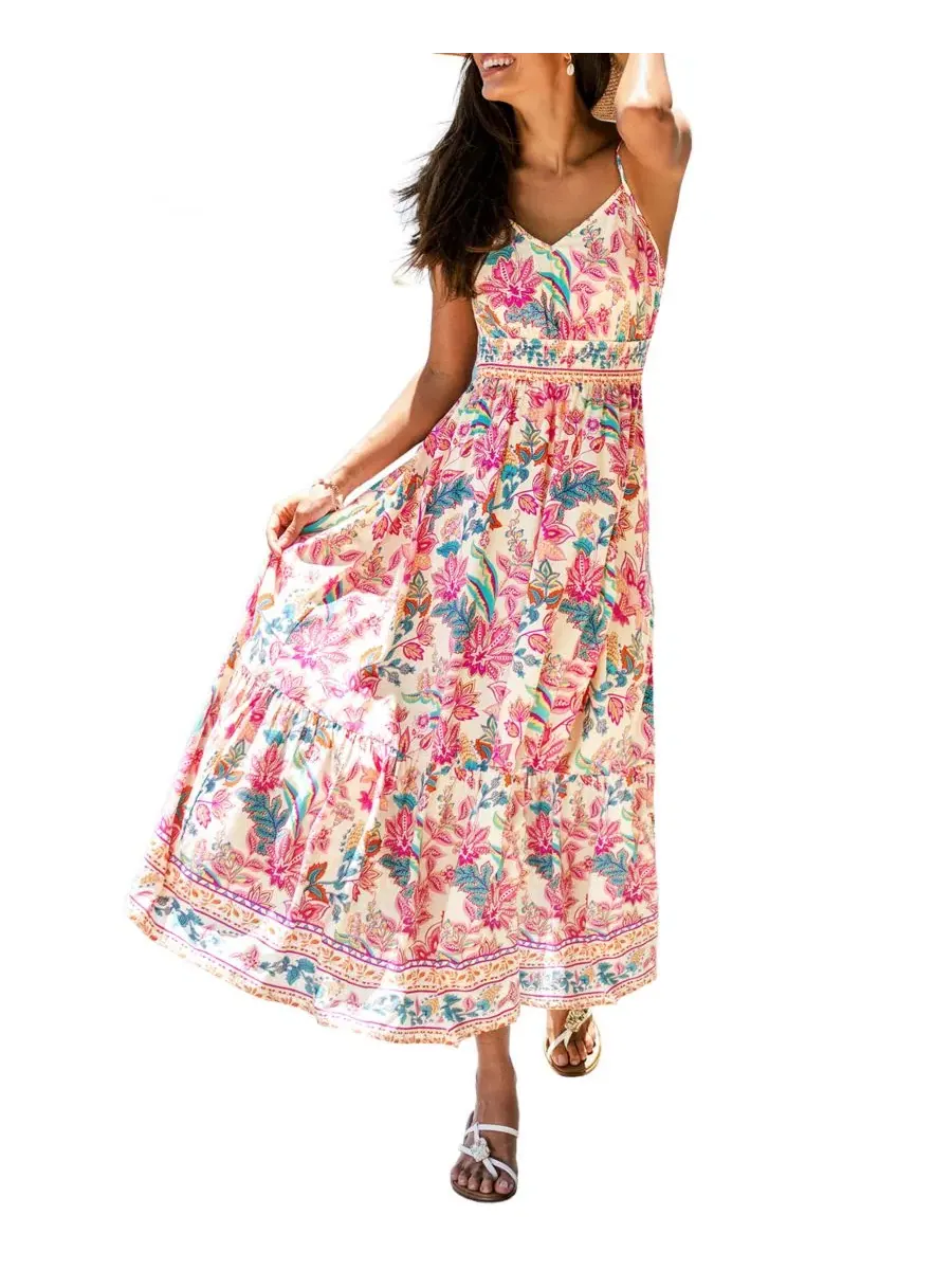 Макси-платье без рукавов Cherubim Paisley Maxi Dress Cupshe — розовый