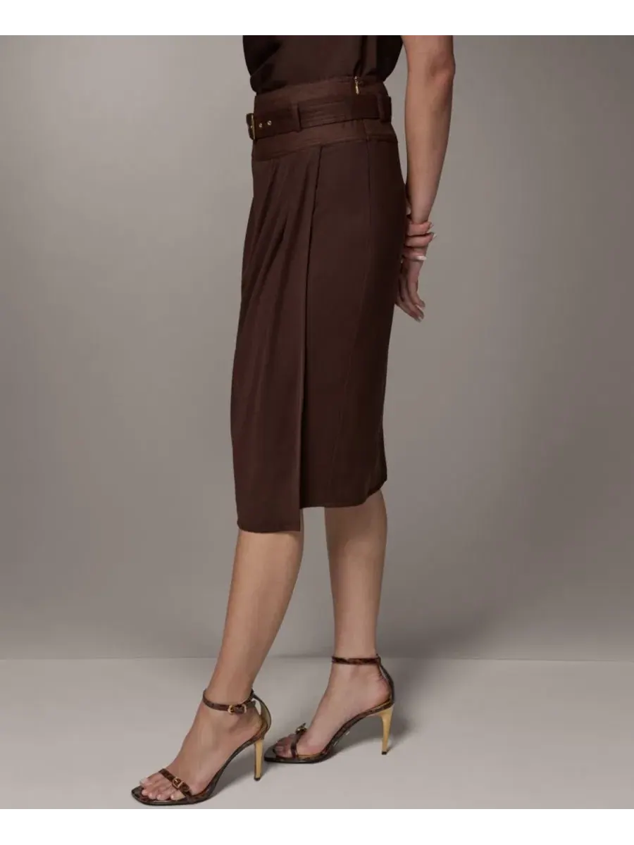 Женская юбка-миди с запахом и поясом Donna Karan New York — изображение 3 из 7, каньонный