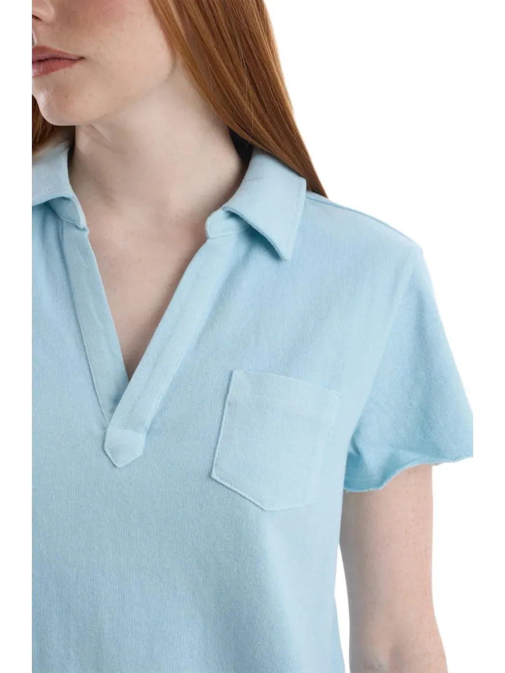 Футболка-поло с нагрудным карманом и вырезом сзади, модель Chest Pocket Polo Tee WILT — изображение 2 из 7, синий